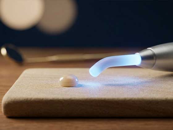 Composite resin and curing light for dental bonding at Kadıgil Dental Clinic, Antalya