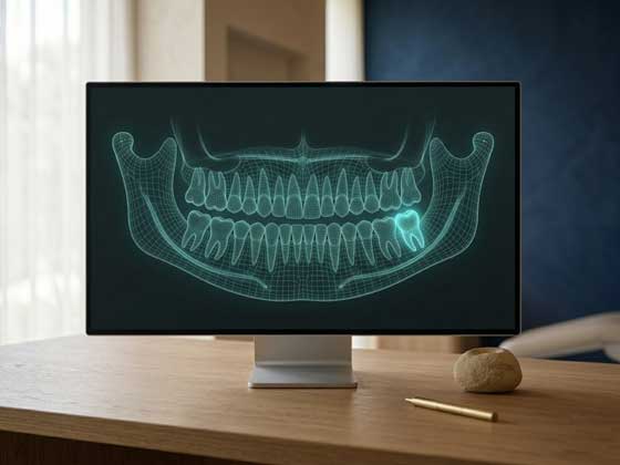 Impacted wisdom tooth surgical planning X-ray at Kadıgil Dental Clinic, Antalya