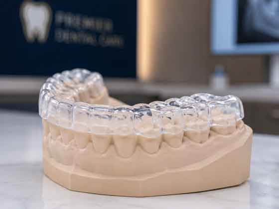 Custom occlusal splint night guard on a dental model in Antalya