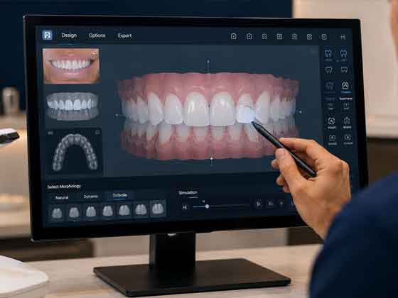 Dental smile design software showing a 3D smile simulation in Antalya